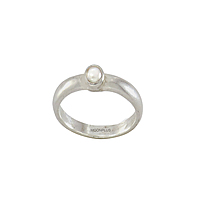 Pure Silver White Pearl Ring-Muthu Ring