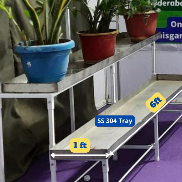 Stainless Steel 304 Grade Tray for Garden Stands 6FT L X 1Ft W X 2Inch Ht