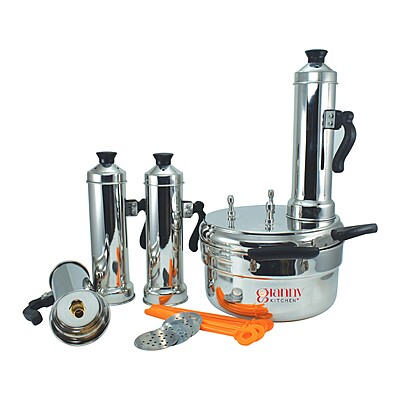 Granny Kitchen Stainless Steel 4-in-1 Puttu Maker with Steamer Pot | Induction & Gas Stove Compatible