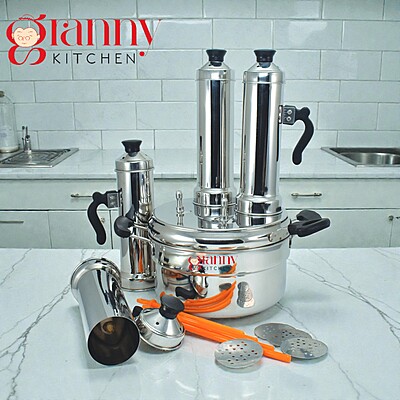Granny Kitchen Stainless Steel 4-in-1 Puttu Maker with Steamer Pot | Induction & Gas Stove Compatible