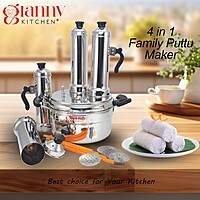 Granny Kitchen Stainless Steel 4-in-1 Puttu Maker with Steamer Pot | Induction & Gas Stove Compatible