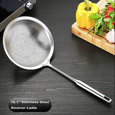 Onions Kitchen Slotted Serving Skimmer Spoon Stainless Steel Colander with Large Bowl,