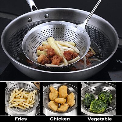 Onions Kitchen Slotted Serving Skimmer Spoon Stainless Steel Colander with Large Bowl,