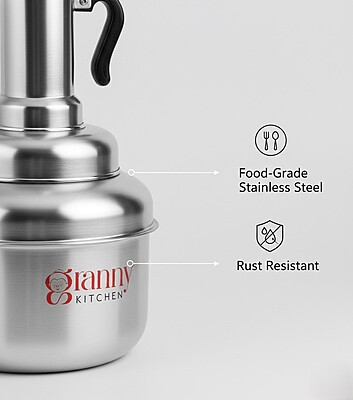 Granny Kitchen Stainless Steel Puttu Maker with Steamer, Traditional Kerala Puttu Kudam