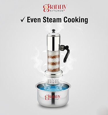 Granny Kitchen Stainless Steel Puttu Maker with Steamer, Traditional Kerala Puttu Kudam
