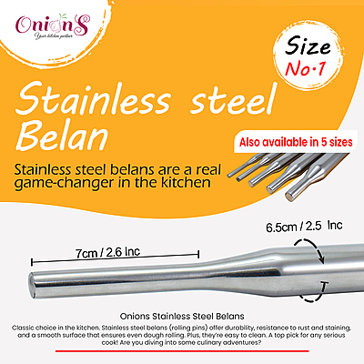 Onions Stainless Steel Belan Rolling Pin for Kitchen | Stainless Steel Belan for Roti| Chapati Roti