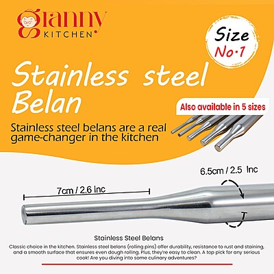 Granny Kitchen Stainless Steel Belan (Rolling Pin) | Heavy Duty & Rust-Resistant