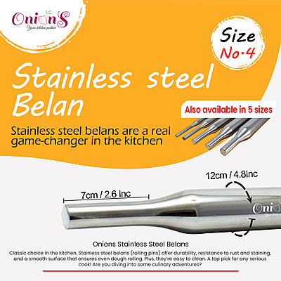 Onions Stainless Steel Belan Rolling Pin for Kitchen | Stainless Steel Belan for Roti| Chapati Roti