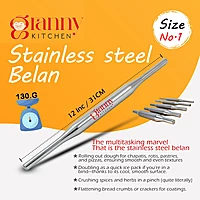Granny Kitchen Stainless Steel Belan (Rolling Pin) | Heavy Duty & Rust-Resistant