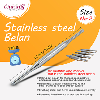 Onions Stainless Steel Belan Rolling Pin for Kitchen | Stainless Steel Belan for Roti| Chapati Roti