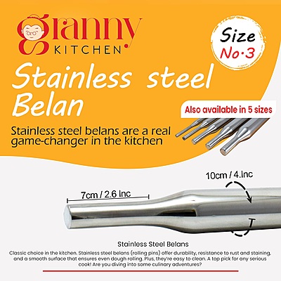 Granny Kitchen Stainless Steel Belan (Rolling Pin) | Heavy Duty & Rust-Resistant