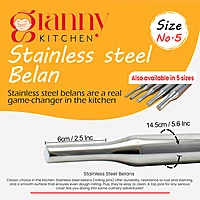 Granny Kitchen Stainless Steel Belan (Rolling Pin) | Heavy Duty & Rust-Resistant