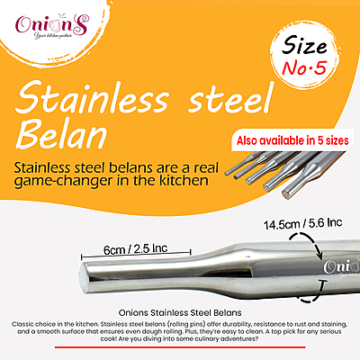 Onions Stainless Steel Belan Rolling Pin for Kitchen | Stainless Steel Belan for Roti| Chapati Roti