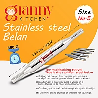 Granny Kitchen Stainless Steel Belan (Rolling Pin) | Heavy Duty & Rust-Resistant