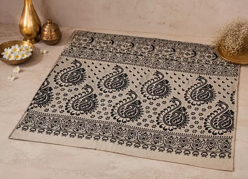 Women's Premium Black & Beige Kalamkari Saree with Blouse Piece | Traditional Printed Ethnic Saree