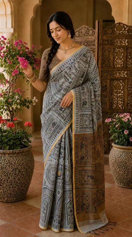 Women's Cotton Silk Printed Saree with Blouse Piece | Elegant Heritage Ethnic Wear