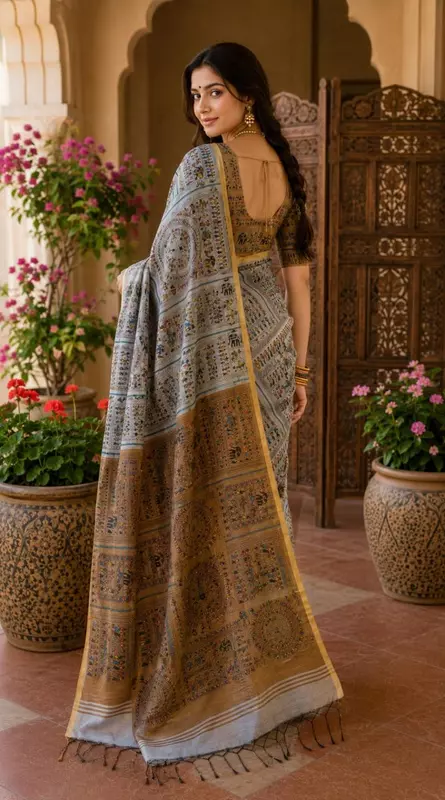 Women's Cotton Silk Printed Saree with Blouse Piece | Elegant Heritage Ethnic Wear