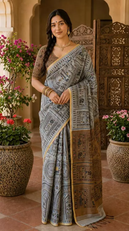 Women's Cotton Silk Printed Saree with Blouse Piece | Elegant Heritage Ethnic Wear