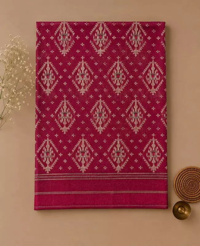 Magenta Cotton Unstitched 2-Piece Dress Material with Dupatta