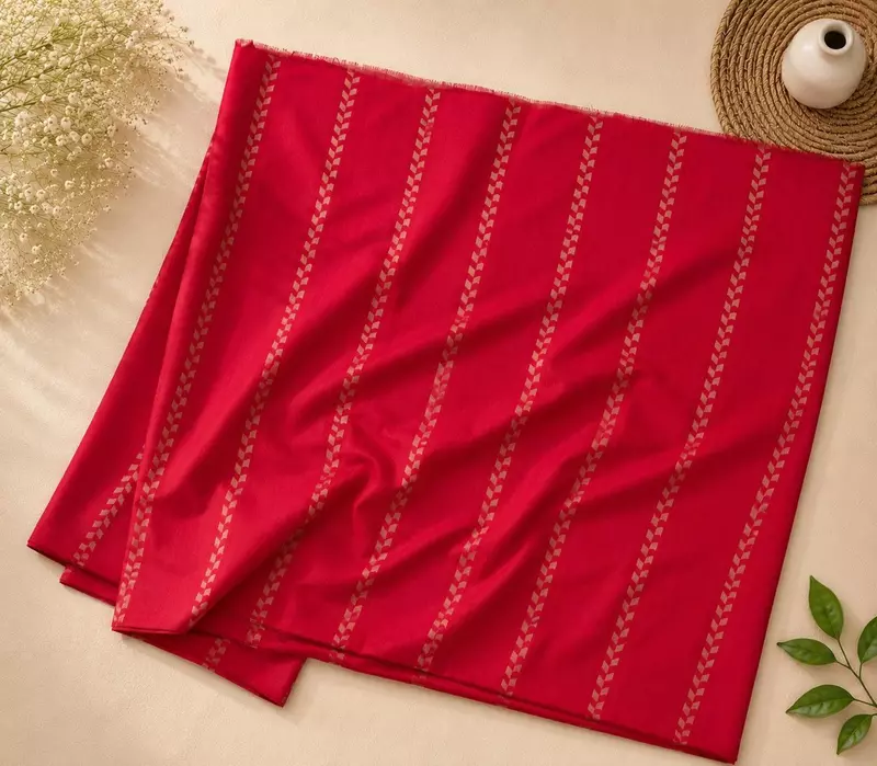 Crimson Cotton Unstitched 2-Piece Dress Material with Dupatta