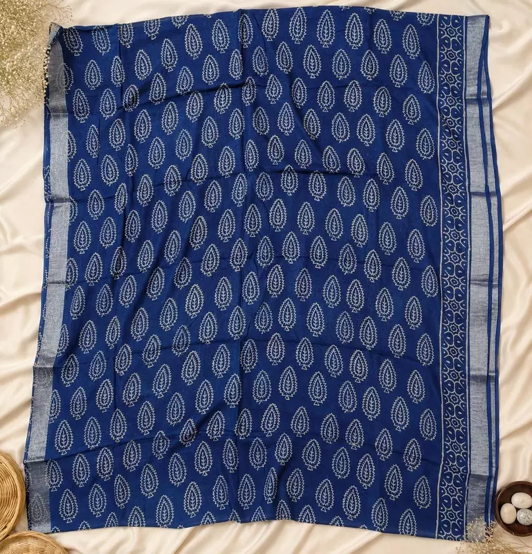 Royal Blue Linen Unstitched 3-Piece Suit Material