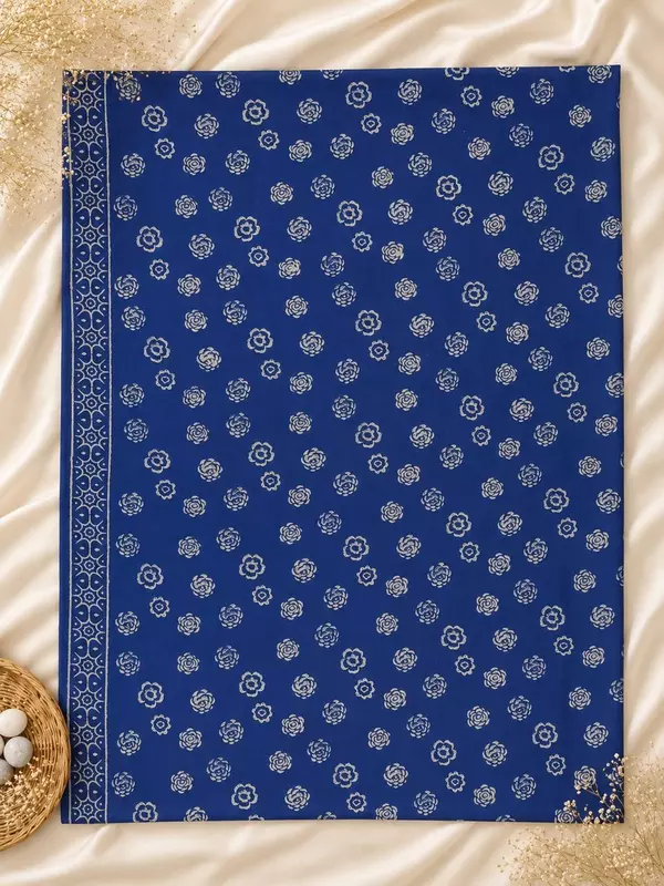 Royal Blue Linen Unstitched 3-Piece Suit Material