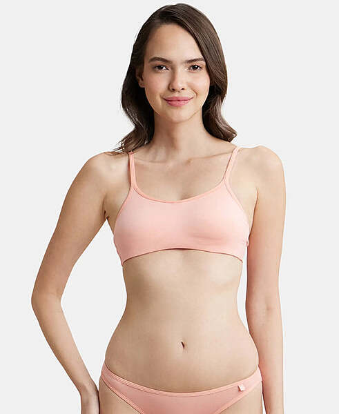 Jockey Wirefree Non Padded Super Combed Cotton Elastane Stretch Full Coverage Beginners Bra with Adjustable Straps SS 12