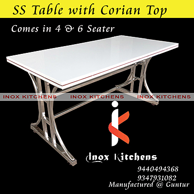 SS Table with Nano white Stone