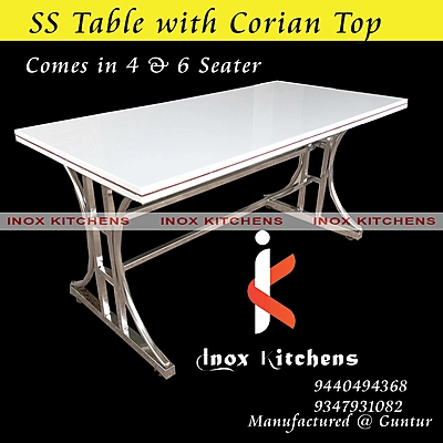 SS Table with Nano white Stone