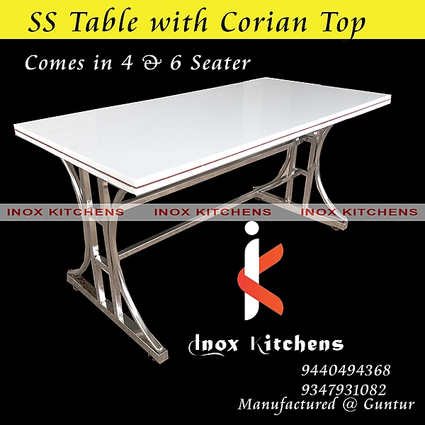 SS Table with Nano white Stone