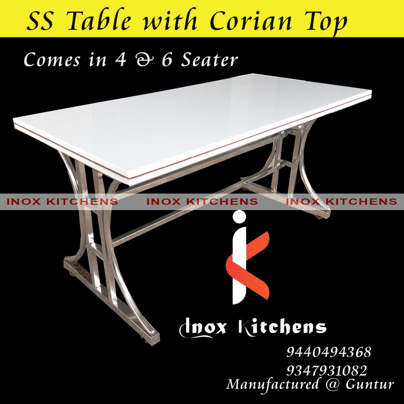 SS Table with Nano white Stone
