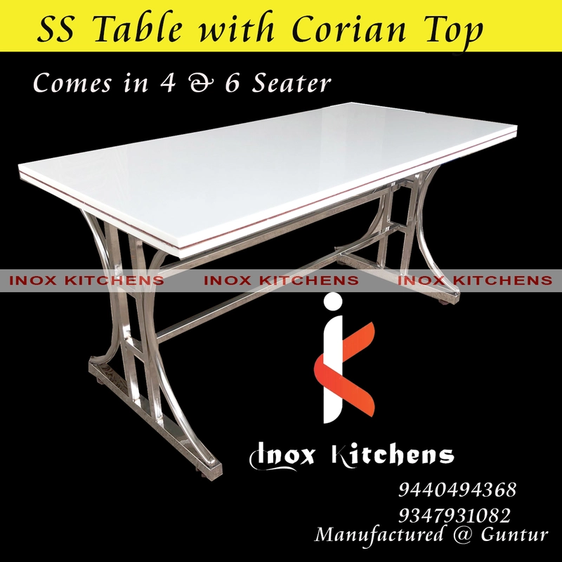SS Table with Nano white Stone
