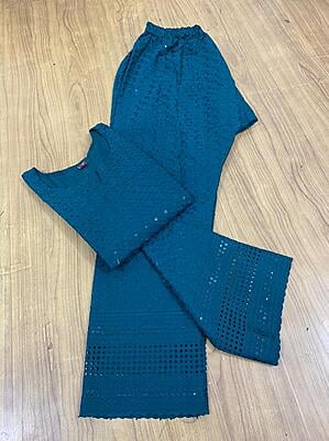 Single Tone Kurti Palazzo-BottleGreen