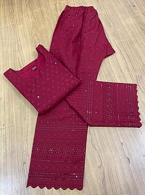 Single Tone Kurti Palazzo-Maroon