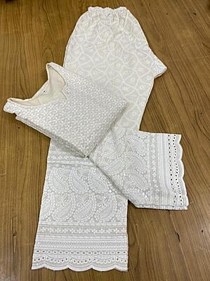 Single Tone Kurti Palazzo-OffWhite