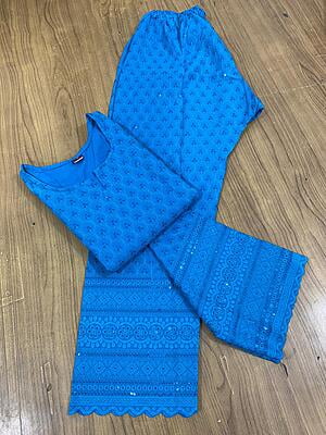 Single Tone Kurti Palazzo-RoyalBlue