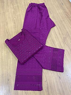 Single Tone Kurti Palazzo-Wine