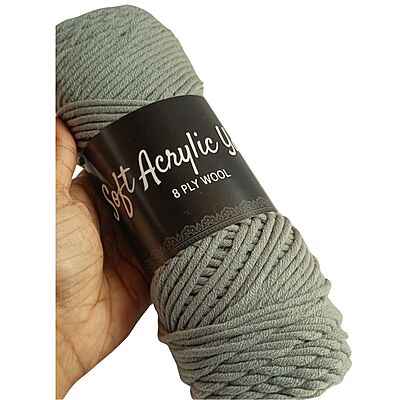 Soft Acrylic Yarn 8 ply Storm Grey