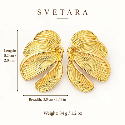 Fiorenza Textured Gold-Tone Petal Stud Earrings