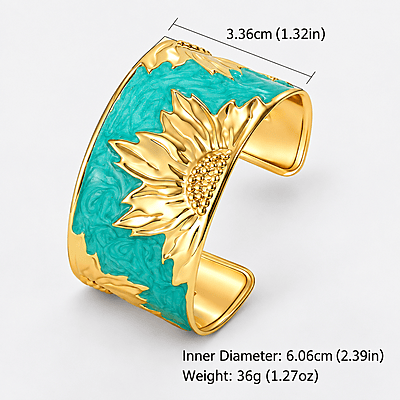 Solmira Turquoise Sunflower Gold-Tone Cuff Bracelet