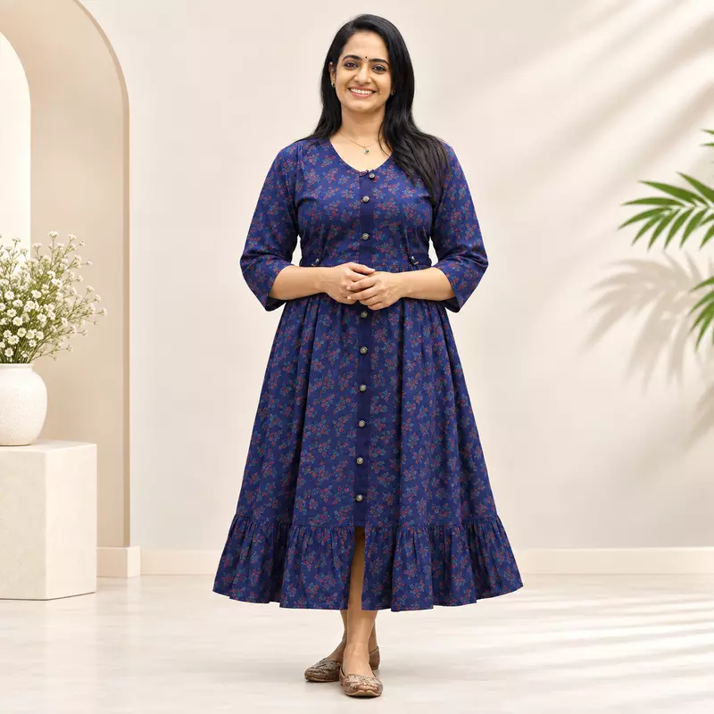 29iA DENIM WESTERN FROCK, BLUE