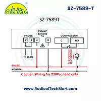 SZ-7589T | Vertical Mount Temperature Controller with 20A Relay & OFF Cycle Defrost