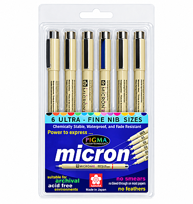 SAKURA MICRON BLACK 6PCS SET