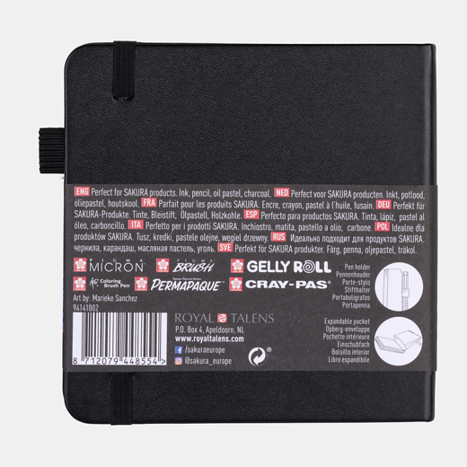 SAKURA HARDBOUND SKETCHBOOK, 140GSM BLACK PAPER, 160 PAGES, 12x12CM SAKURA HARDBOUND SKETCHBOOK, 140GSM BLACK PAPER, 160 PAGES, 12x12CM