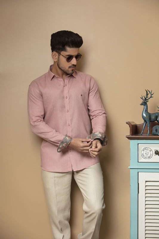 Salmon Plain Printed Shirt Salmon Plain Printed Shirt