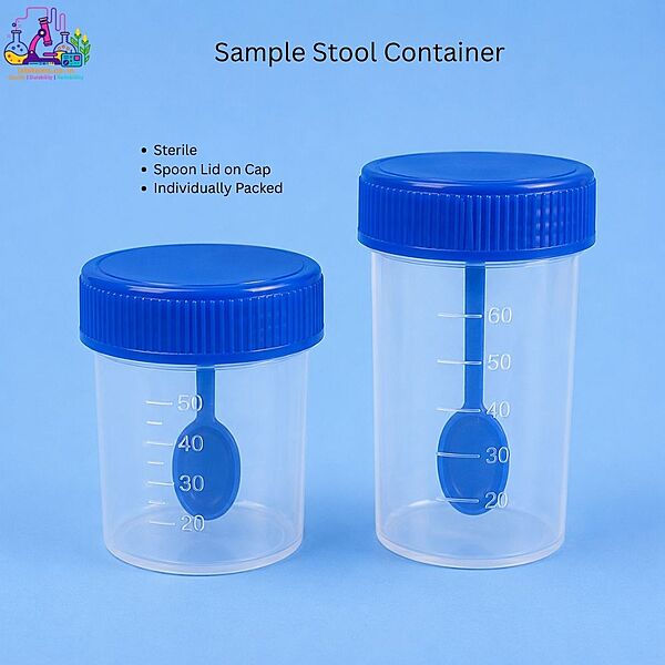 Sample Stool Container – Sterile with Spoon Lid