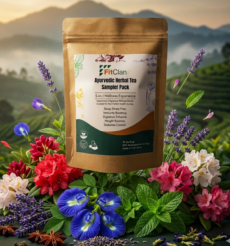 5-in-1 Wellness Experience (20 Tea Bags) | FitClan Life Ayurvedic Herbal Tea Sampler Pack