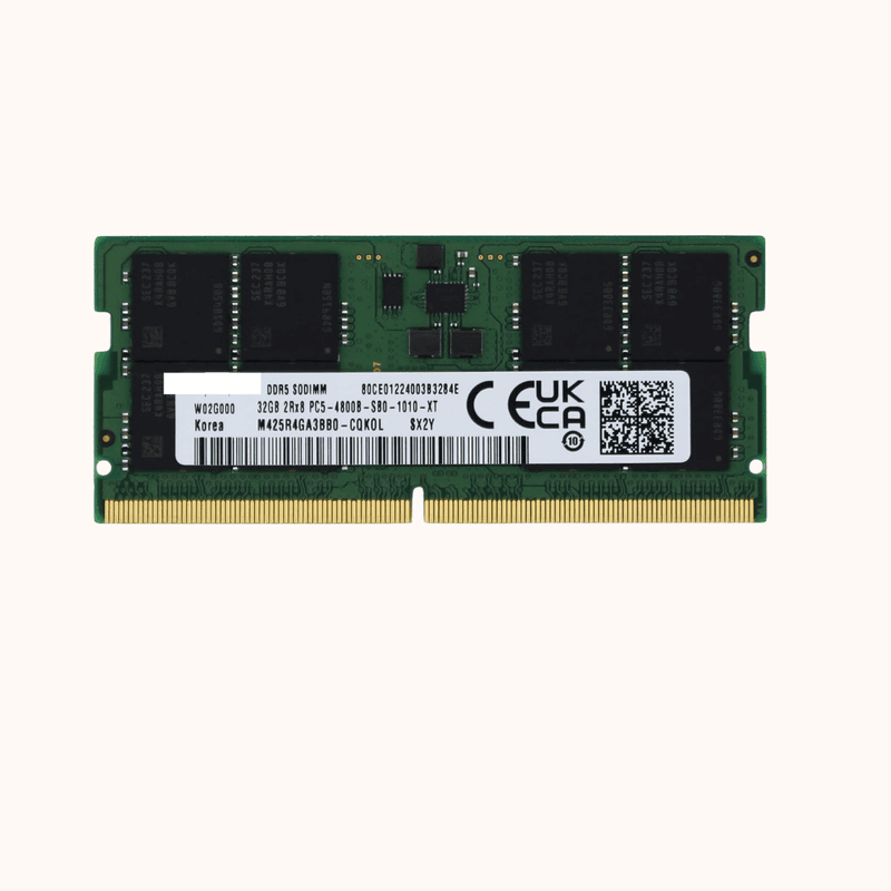 Samsuug 32GB (1x32GB) DDR5 4800MHz PC5-38400 SODIMM 2Rx8, M425R4GA3BB0-CQK