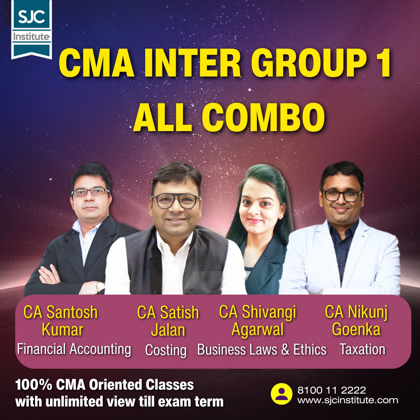 CMA Inter Group 1 All Combo (COST + BLE + TAX + FA) By CA Satish Jalan,CA Shivangi Agarwal,CA Nikunj Goenka, CA Santosh Kumar