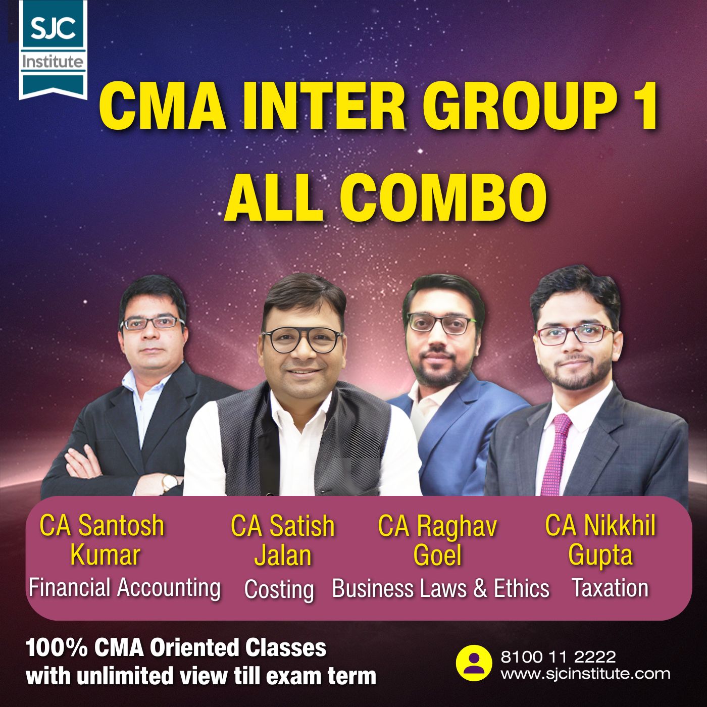 CMA Inter Group 1 All Combo (COST + BLE + TAX + FA) By CA Satish Jalan,CA Raghav Goel, CA Nikhil Gupta, CA Santosh Kumar